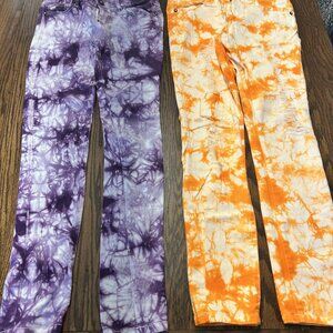 Tie Dye Women's Jeans, Brand Emperial Purple&Orange, 2 pairs, Sz 9 Junior